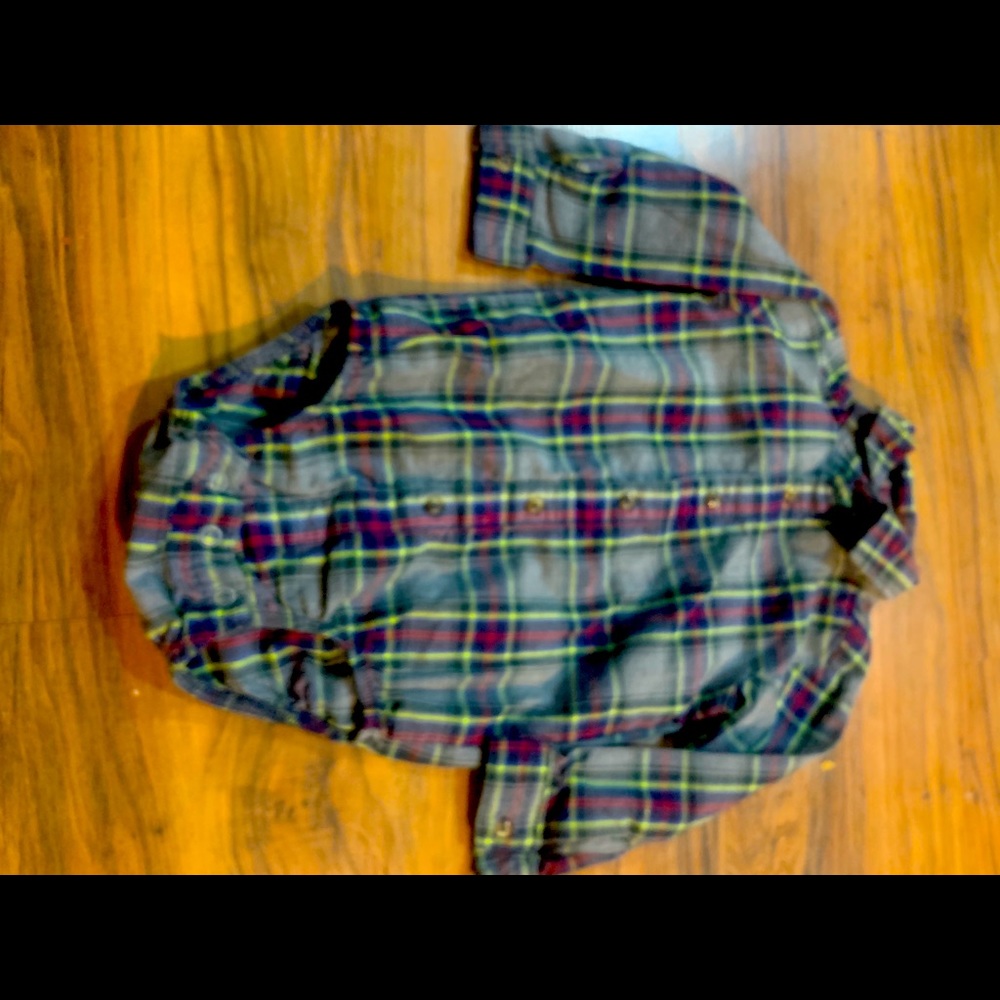 Just one you boys Grey plaid onesie dress shirt 12